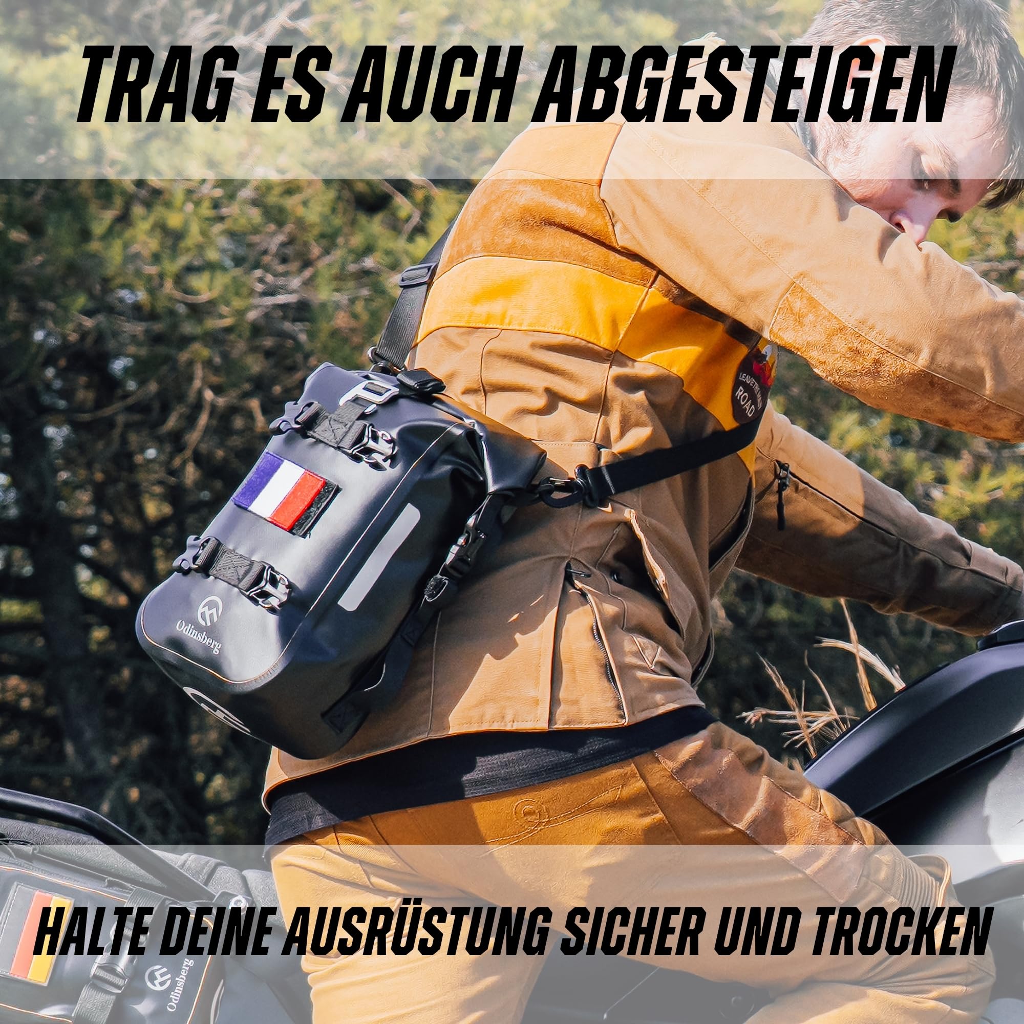 Odinsberg 7L Wasserdicht Hecktasche Motorrad | Sturzbügeltasche, Satteltasche, Sissybar Tasche, Seitentasche & Gepäcktasche | Kleine Motorradtasche für Enduro, Touring, Reise & Alltag