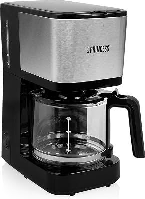 Kaffeemaschine Princess 246031 – Cafetera con filtro permanente compacta, 1,25 L, 750 W, acero inoxidable, jarra de cristal para 12 tazas