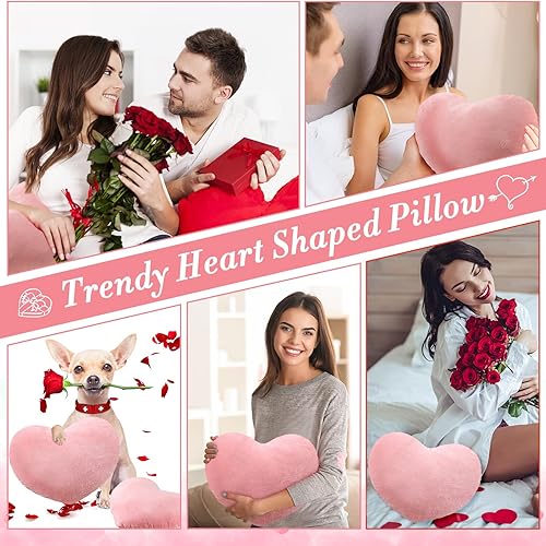 Miniatura 4 de 4 almohadas de corazón para el día de San Valentín, lindo cojín de felpa en forma de corazón, almohada decorativa de corazón de peluche para niños,