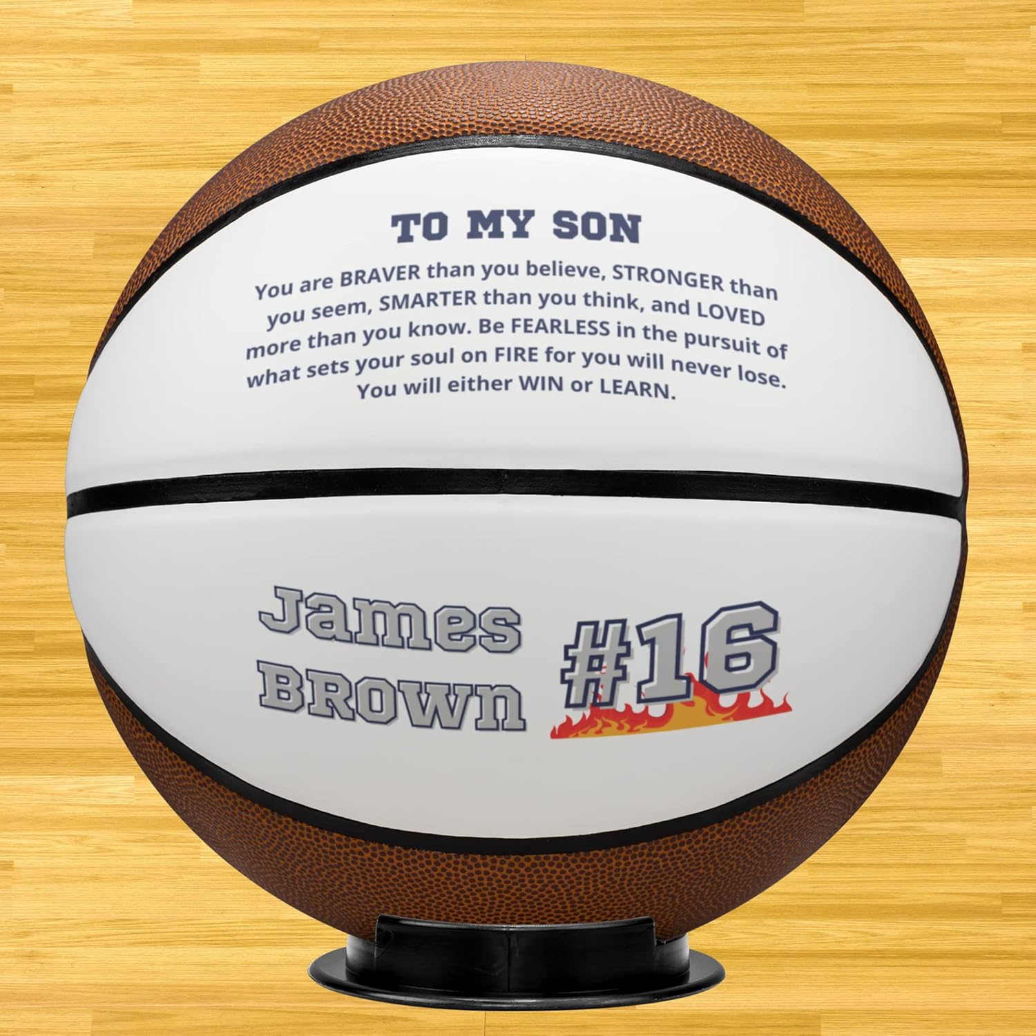 Personalized Basketball Message for Sports Fans Grandson from Grandma Grandpa Customized To My Son Basketball Game Accessories for Son Nephew from Dad Mom Custom Sports Ball Fans Accessories