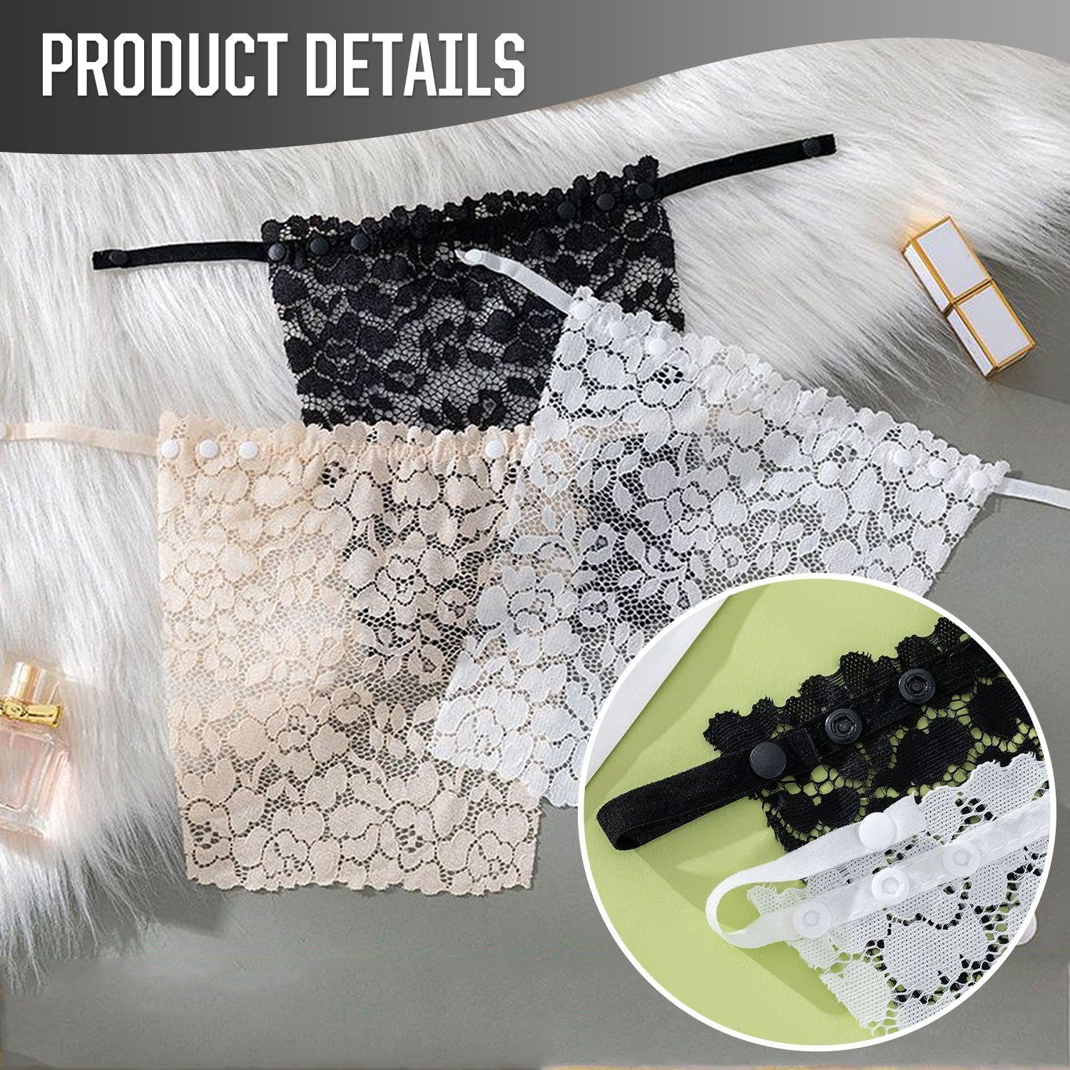6 Piezas De Encaje Sin Tirantes, Accesorios De Ropa Para Mujeres, Elees Sin Tirantes, Adecuados Para Chalecos Y Vestidos.