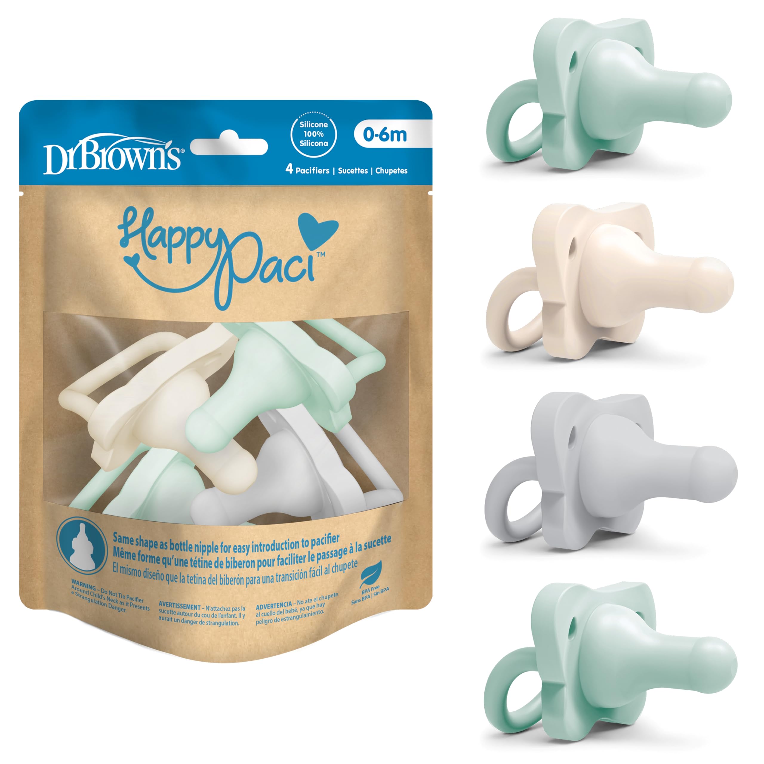 Dr. Brown's HappyPaci 100% Silicone Baby Pacifier - Pacifiers | Mubboo