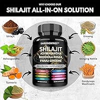 Vista 3 de 8 en 1 Shilajit 9000 Panax Ginseng 1500 MG Ashwagandha 2000 MG Rhodiola Rosea 1000 MG, cúrcuma 500 MG, Gingko Biloba 500 mg, ortiga escozante 250