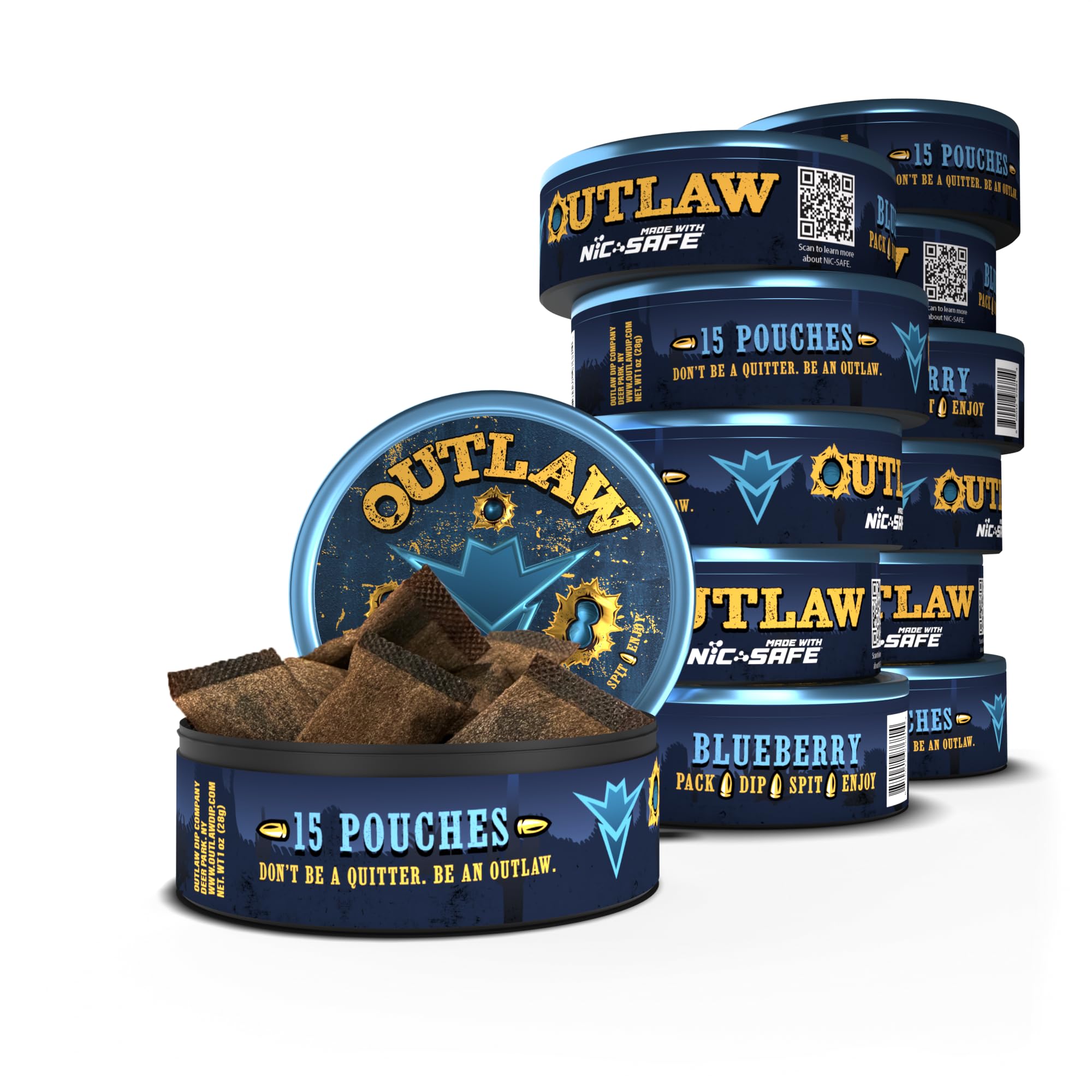 Outlaw Dip - Backwoods Blueberry - Pouches - 12 Pack - Tobacco Free - Nicotine Free