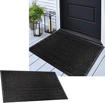 ubdyo Outdoor Doormat Bundle - 30" x 17" + 36" x 24" Low Profile Front Door Mat Outdoor Indoor Bright Brown