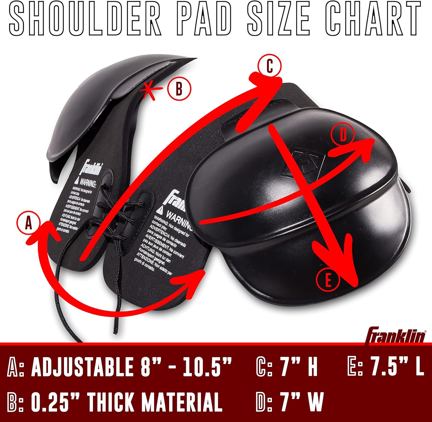 Buy Franklin Sports Kids Costume Football Shoulder Pads Lightweight