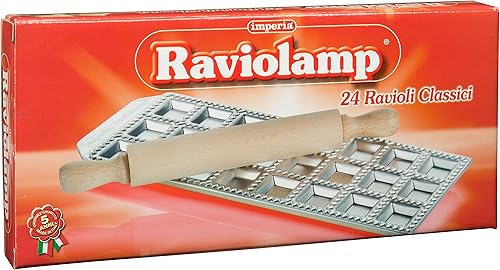 Miniatura 3 de Imperia - Bandeja de mini ravioles con rodillo de madera - Acero inoxidable italiano - Hace 24 mini cuadrados (127-24) - Accesorio para hacer pasta