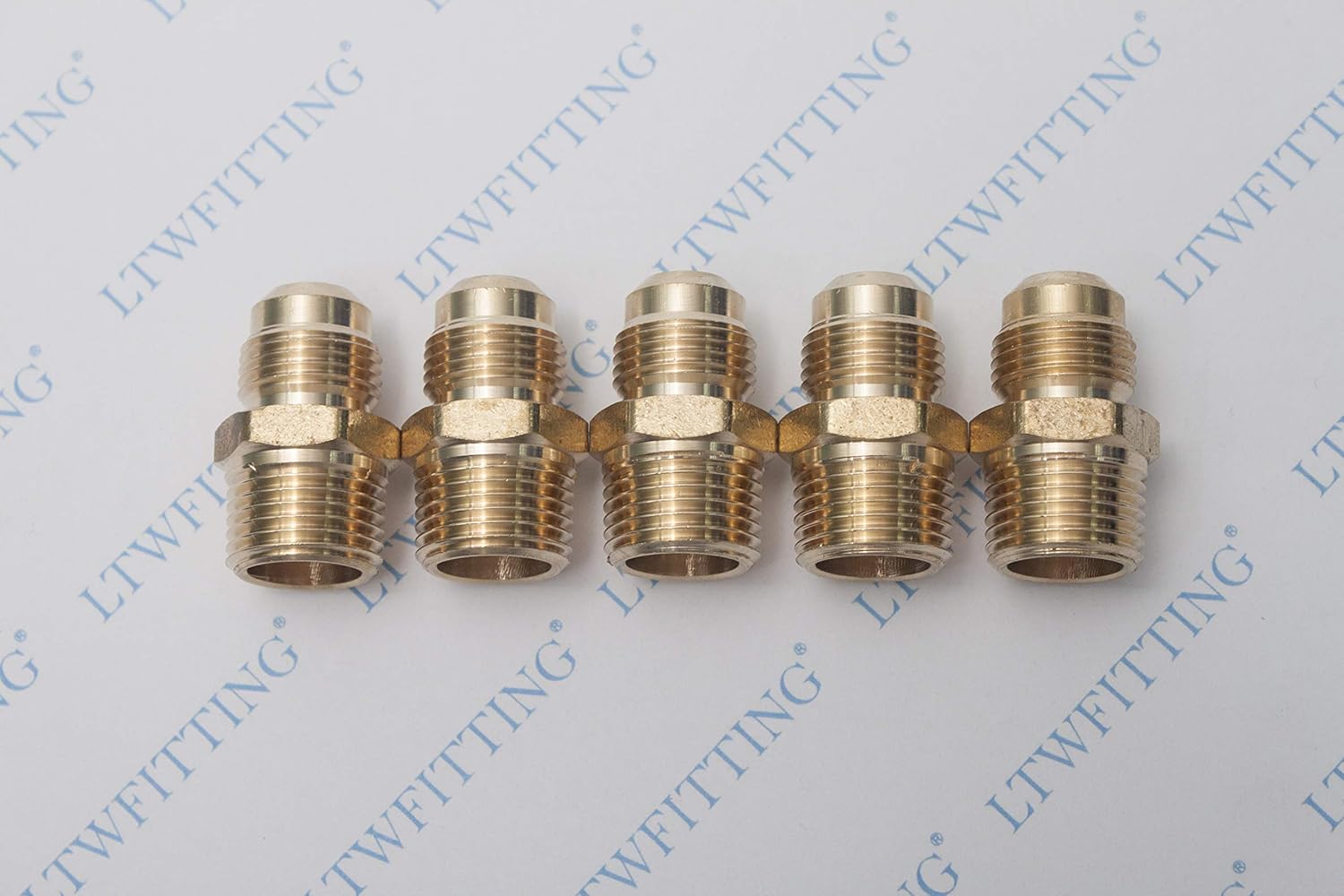 LTWFITTING Brass Flare 1/2" OD x 1/2" Male NPT Connector Tube Fitting(pack of 5)