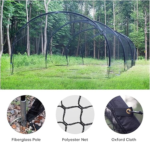 Miniatura 2 de Red y marco de jaula de bateo de béisbol y softbol de 30 pies, red de bateo grande con marco de acero para el hogar, jaula de bateo en el patio