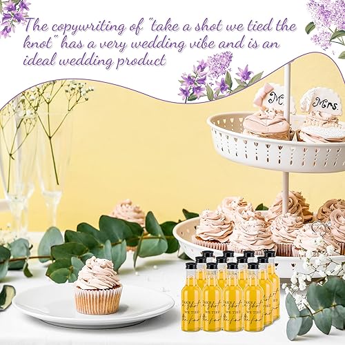 Miniatura 4 de Mini botellas de licor de boda Take a Shot We Tied The Knot Shot para invitados, 1.7 onzas líquidas, botella vacía reutilizable de plástico con