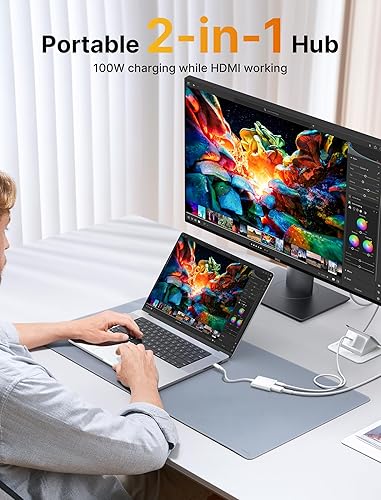 Miniatura 2 de JSAUX Adaptador USB C a AV digital, 2 en 1 USB C a HDMI 4K a 30Hz y carga de 100 W compatible con iPhone 16 Pro16 Pro Max1616 Plus15 Pro Max15 Pro,