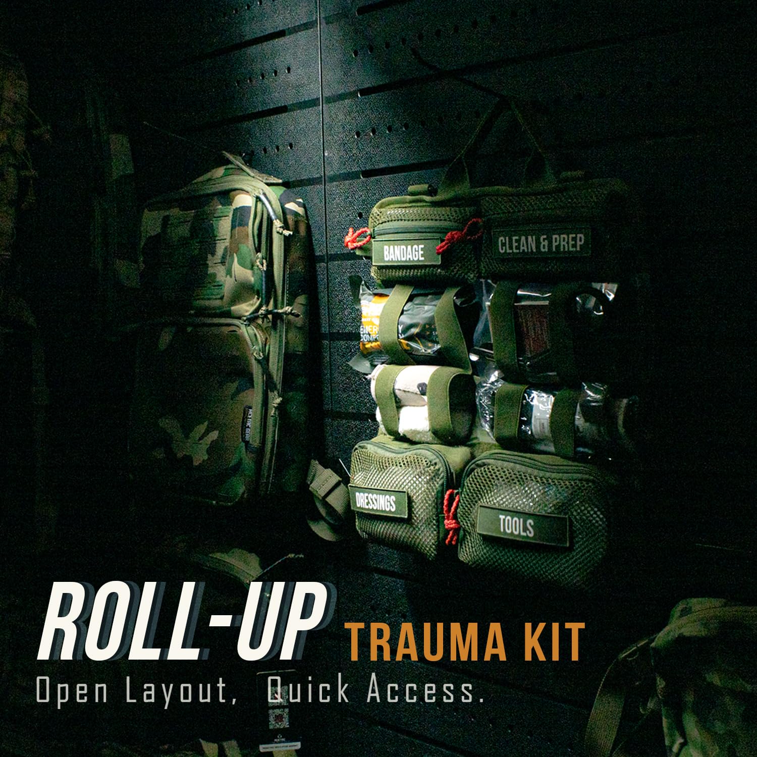 EVERLIT Kit di primo soccorso arrotolabile per traumi con laccio emostatico tattico IFAK, kit medico di emergenza per esterni, veicoli e casa, borsa Molle a sgancio rapido per i primi soccorritori