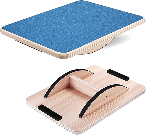 Yes4All Tabla de equilibrio de madera profesional de 350 libras para entrenamiento de piernas, tabla basculante antideslizante, tabla oscilante para