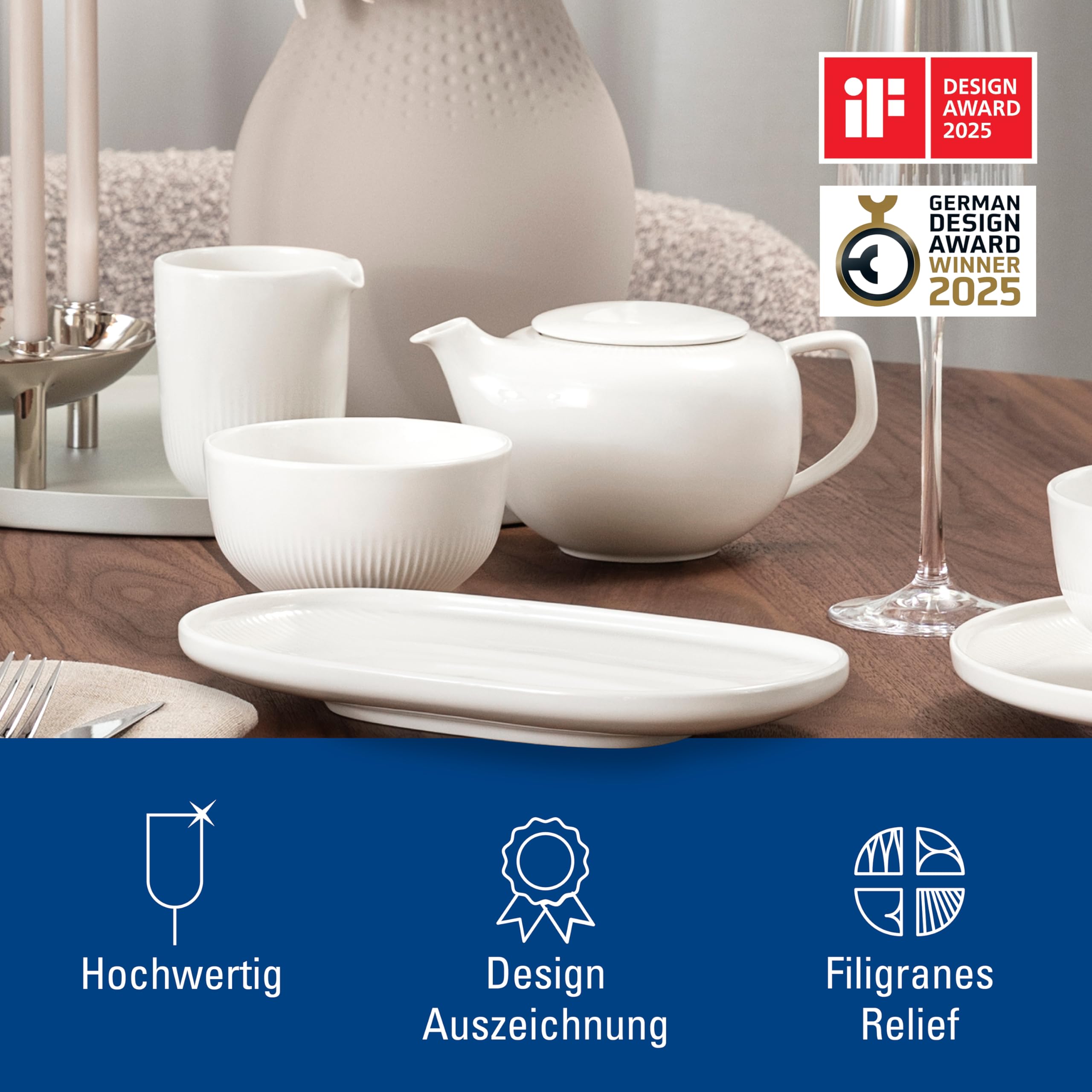 Villeroy & Boch - Afina piatto universale, piatto da portata per pietanze, lavabile in lavastoviglie, utilizzabile nel microonde, porcellana Premium Made in Germany, bianco