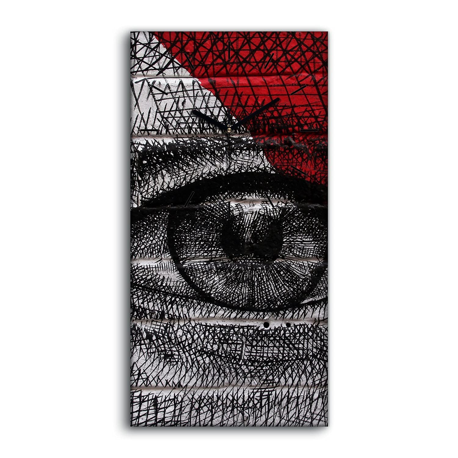 Horloge sur Toile Graffiti 30x60cm pour Salon Décoration Murale Moderne Silencieuse