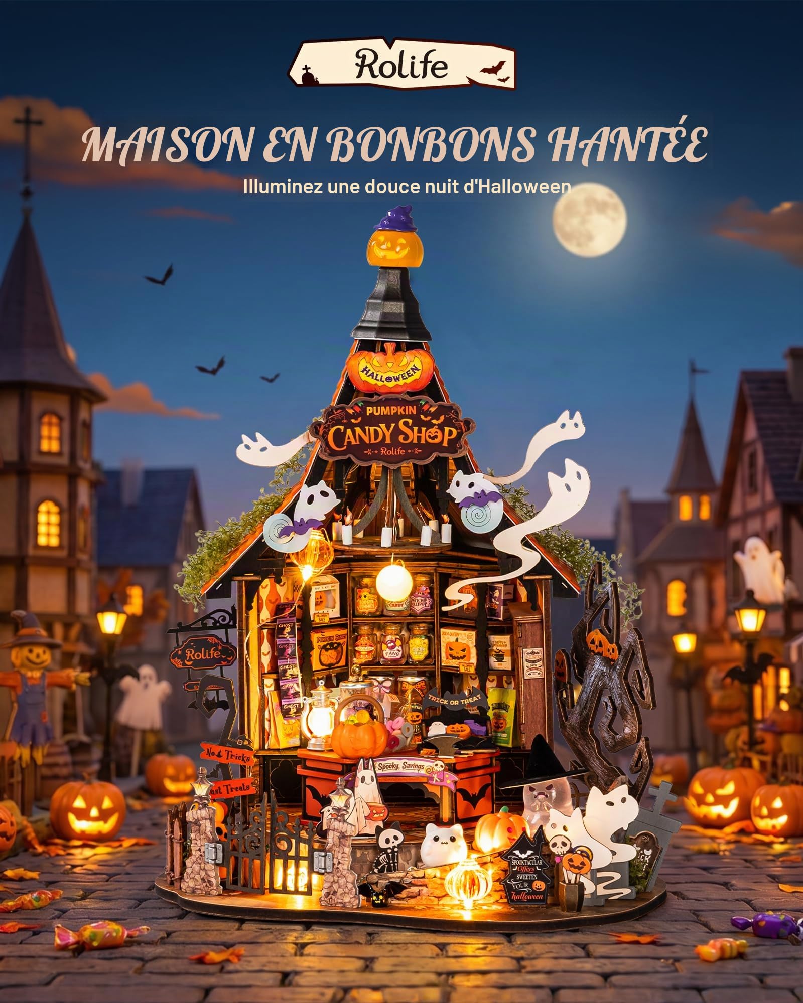 Rolife Maison de Poupée en Bois Maison de Bonbons Hantée