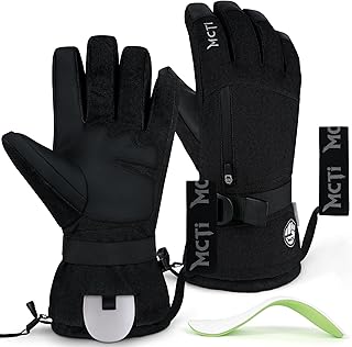 MCTi Pro Wrist Support Ski Gloves for Men, Winter Snowboard Gloves with Wrist Guard, Waterproof, 3M Thinsulate Warm, High Abrasion Resistance