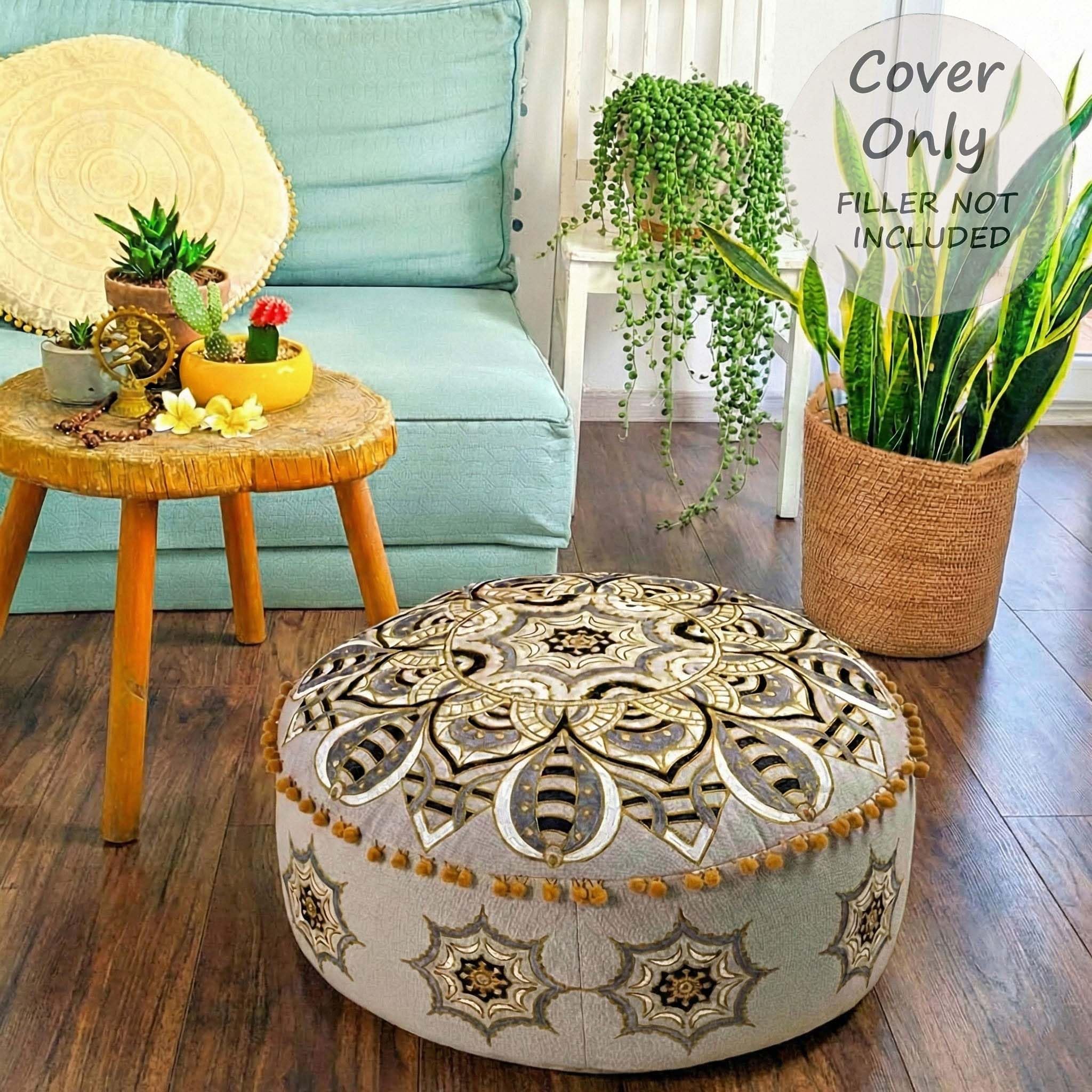 Amazon.com: Mandala Life ART Moroccan Floor Pillow Cover Blue Gold