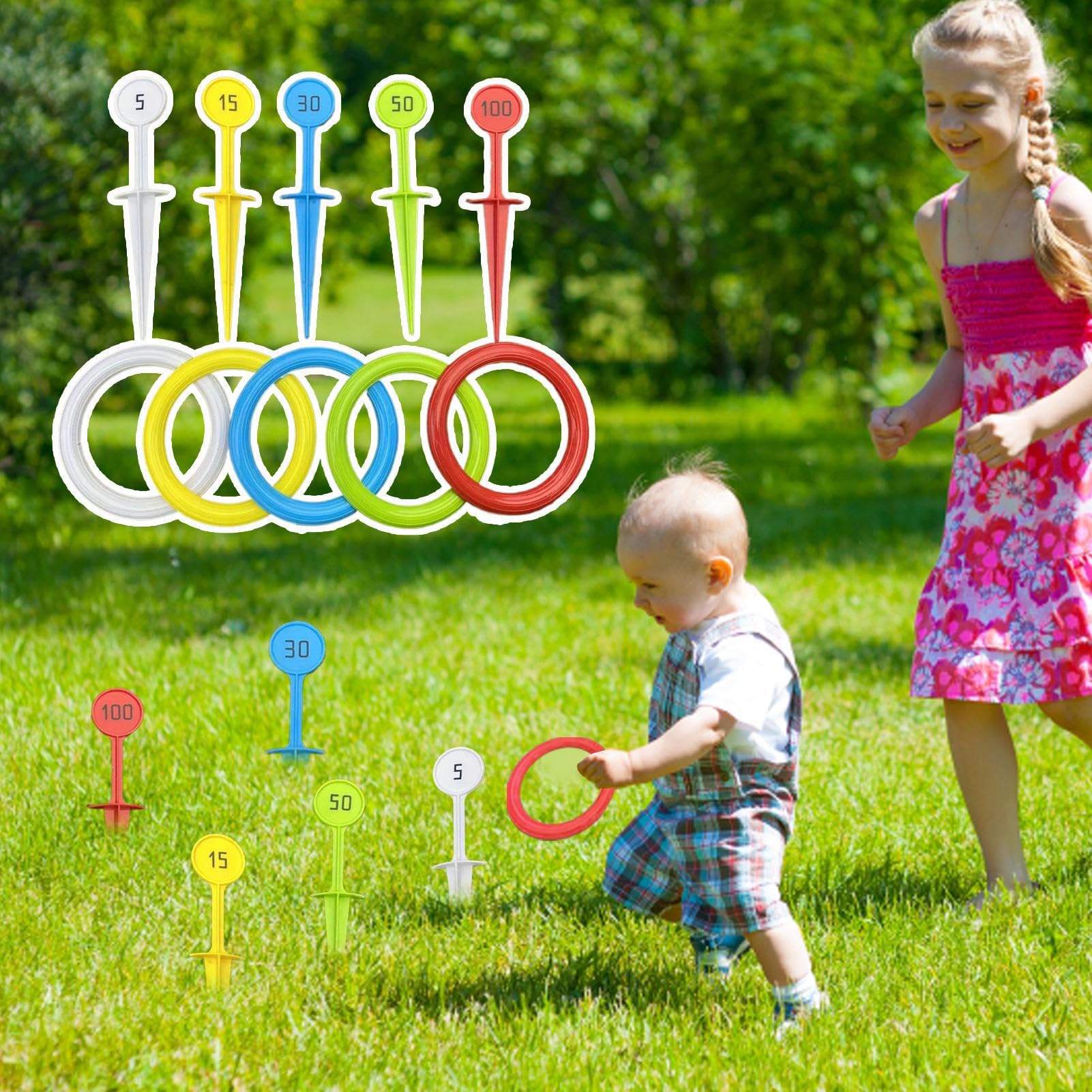 Jeu De Lancer D'anneaux pour Adultes - Jeux Extérieurs Colorés pour Jardin, Accessoire Sportif De Cour