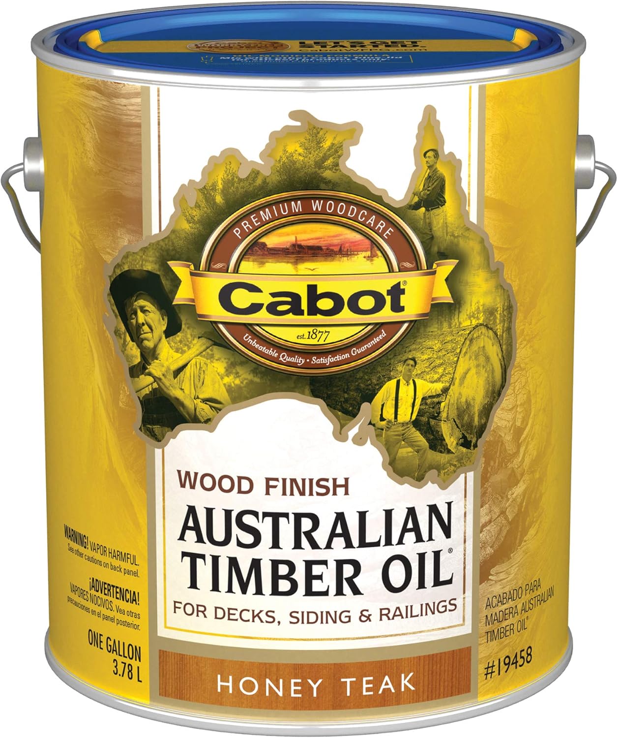 Cabot 140.0019458.007 Australian Timber Oil Water Reducible, Translucent, Honey Teak - 1 Gallon