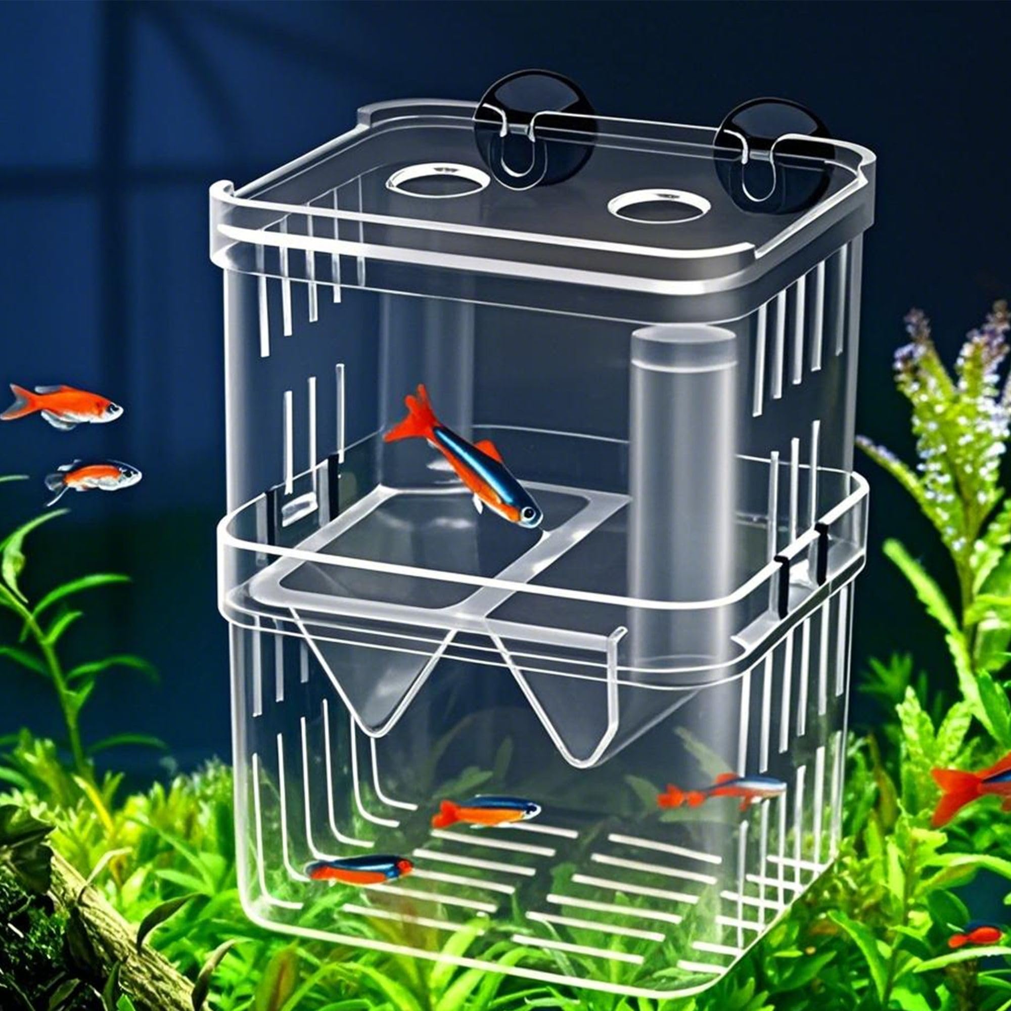 Contenitore Per Allevamento Pesci Per Acquario, Incubatore Galleggiante In Plastica, Serbatoio Di Pesce Allevamento Scatola, Con Ventose, Per Gamberetti, Pesci Pagliaccio,Aggressivi Feriti