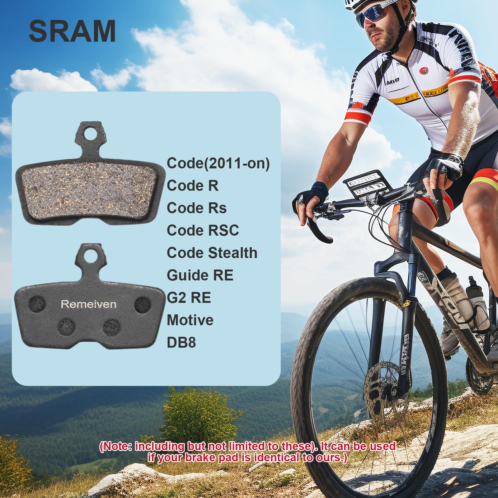 Pastiglie Freno Disco Bici 2 Coppie, per SRAM Avid Code R/RS/RSC, Guide RE, G2 RE, DB8, Motive | Semi-Metallico/Ceramica/Sinterizzato