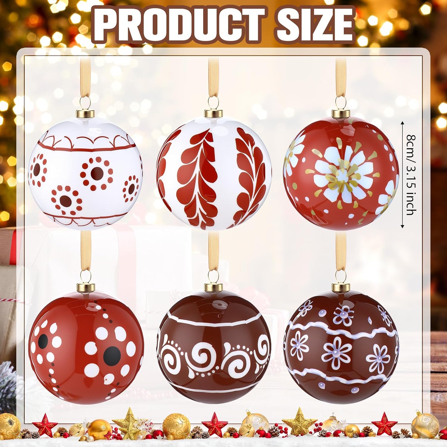 Soulchen 12 Pcs Mexican Talavera Christmas Ball Ornaments 3.15 Inch Plastic Cielito Lindo Boho Hanging Ornament Platos De Barro Vintage Hispanic Farmhouse Decoration for Xmas Tree Party Fiesta Gifts - Image 2