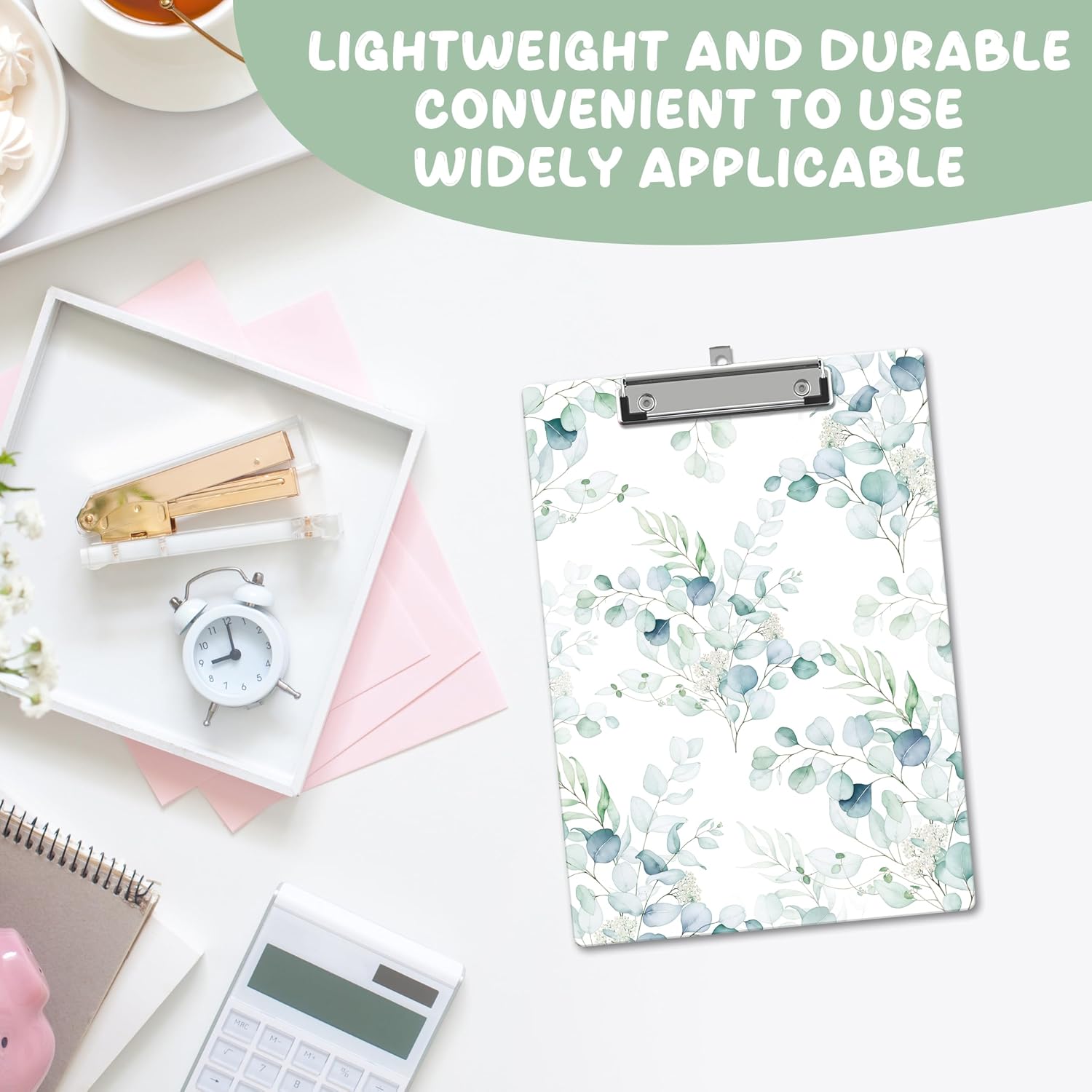 Cute Clipboard, Green Leaves Wooden Decorative Clipboards with Low Profile Clip for Classroom Office, Personalized ClipBoards for Teachers Nurses Students - D02 image 5