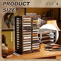 Vista 2 de Ripeng Soporte de cinta de casete, Almacenamiento de cassette giratorio de capacidad 56, Estante de almacenamiento de torre de CD marrón de 360