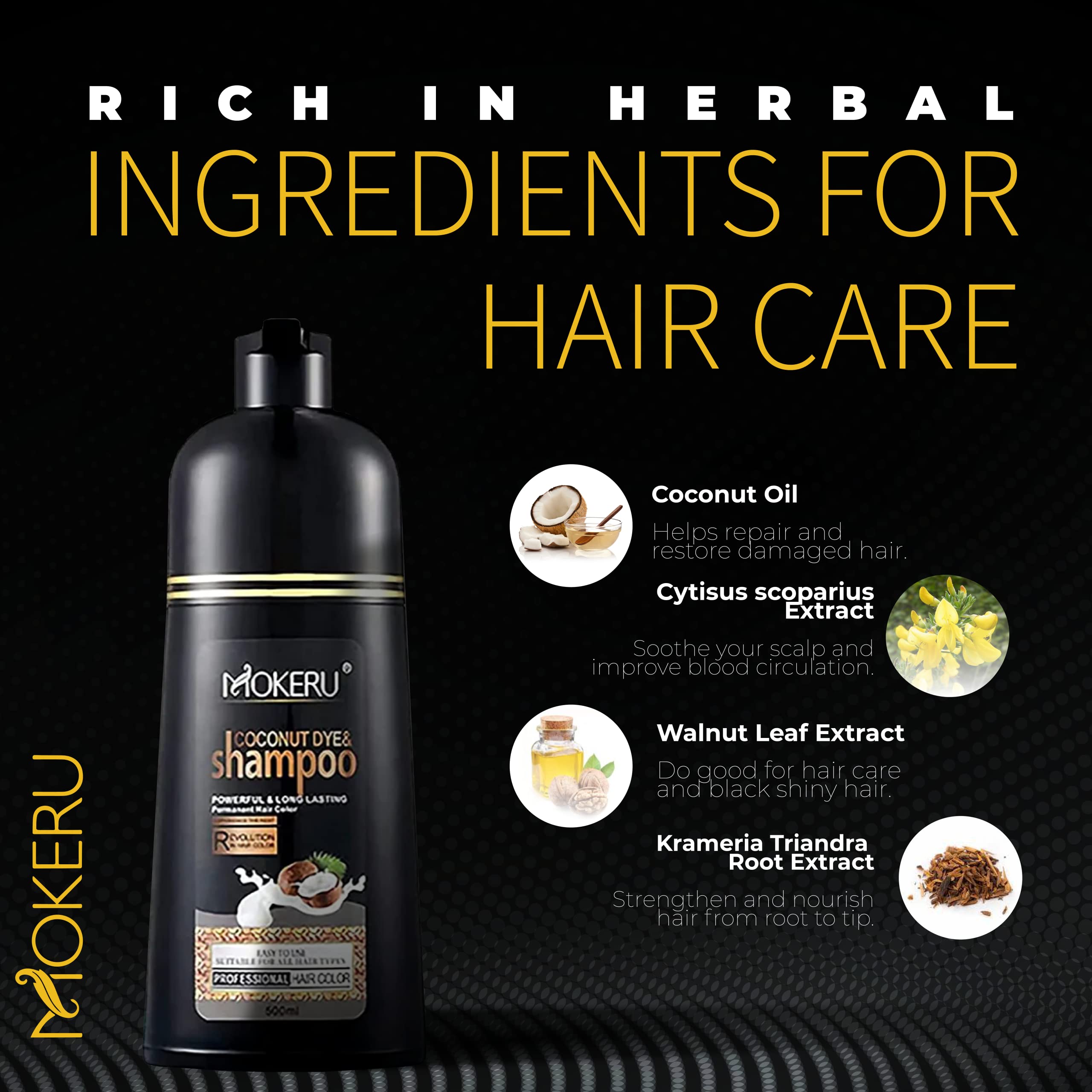 Amazon.com : MOKERU Instant Coconut Black Hair Dye Shampoo for Men