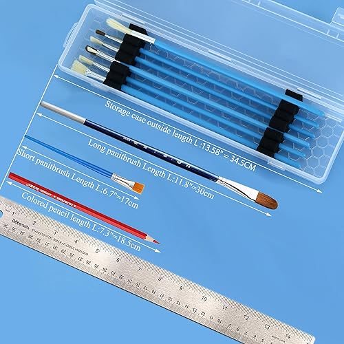 Miniatura 3 de Estuche de plástico para pinceles de pintura larga para artista, contenedor de pinceles de acuarela de arte en miniatura de viaje duro sin pinceles