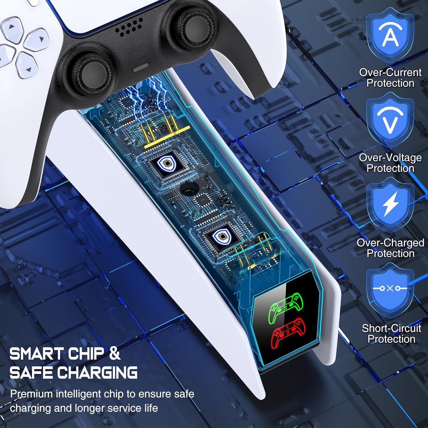 PS5 driver de carga para Playstation 5 Controladores Dualsense con luz LED UP Dual Stand Cargador Dock, PS5 driver de carga Accesorios para carga DualSense