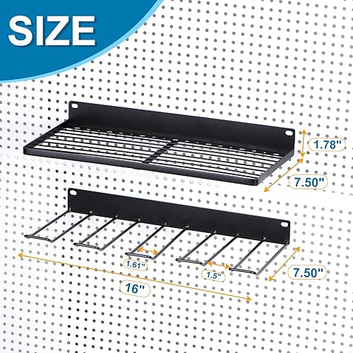 Miniatura 2 de HARFINGTON Organizador de herramientas eléctricas, 2 capas separadas, 4 estantes de almacenamiento de taladros, estilo de montaje en pared, estante