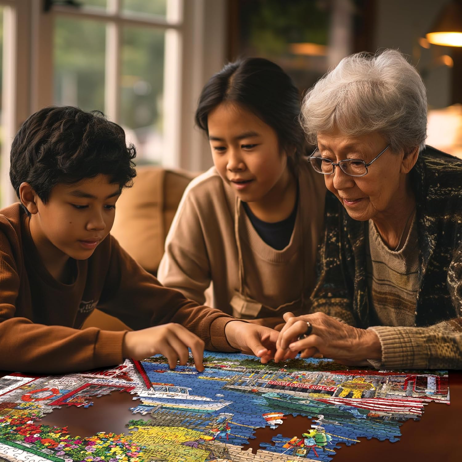 White Mountain 1000 Piece Jigsaw Puzzle Summer Ocean Harbor Puzzles with Large Pieces, Gift for Adults and Family 24"x30" - Lobster Landing