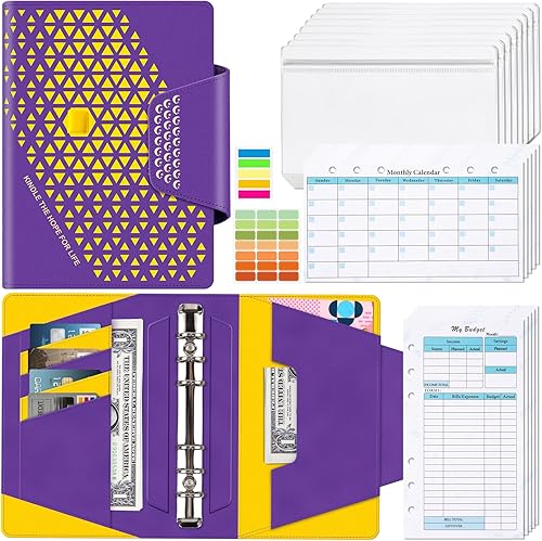 Ecovision - Carpeta de presupuesto A6 con sobres de efectivo con cremallera organizador de dinero para efectivo sobres de efectivo para presupuestos