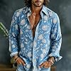Camisa Hawaiana de Manga Larga Casual para Hombre Ctreela con Botones, Camisas de Flores Vintage de los 70, Camisa Clásica de Playa Hippie 3
