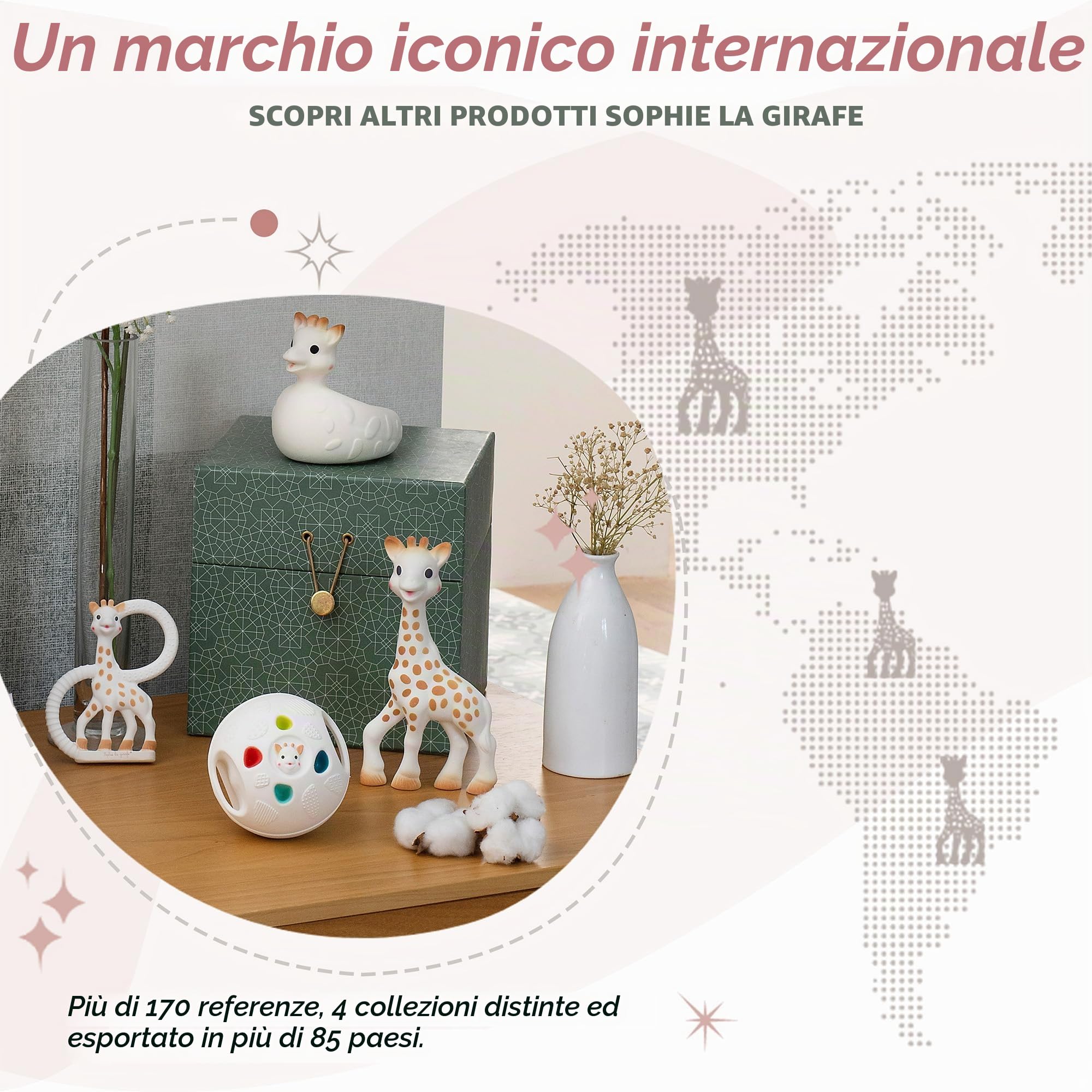 SOPHIE LA GIRAFE, Cesto Nascita, Giocattolo per l'Apprendimento , Elementi Essenziali del Bambino | Giocattolo e mussola multiuso inclusi | caucciù 100% naturale | borsa e biglietto personalizzabile con il nome | idea regalo
