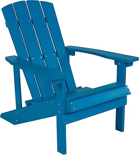 Miniatura 9 de Flash Furniture Charlestown Commercial - Juego de 2 sillas Adirondack y mesa auxiliar, poliresina azul, resistente a la intemperie