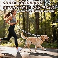 Vista 8 de Correa para perro manos libres con bolsa con cremallera, correa elástica reflectante retráctil de doble asa para perros pequeños y medianos, correr