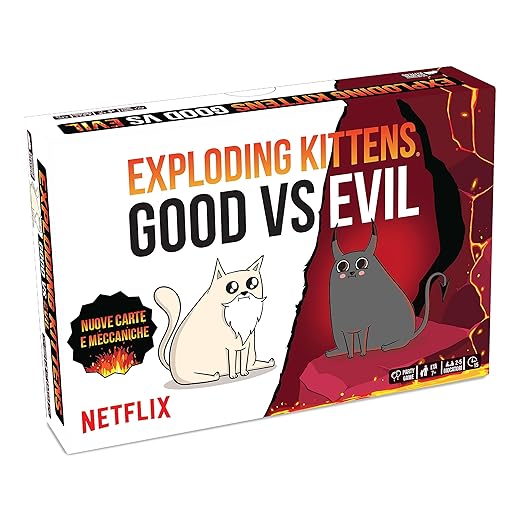 Asmodee - Exploding Kittens Good vs Evil, Gioco da Tavolo, 7+ Anni, 2-5 Giocatori, Edizione in Italiano