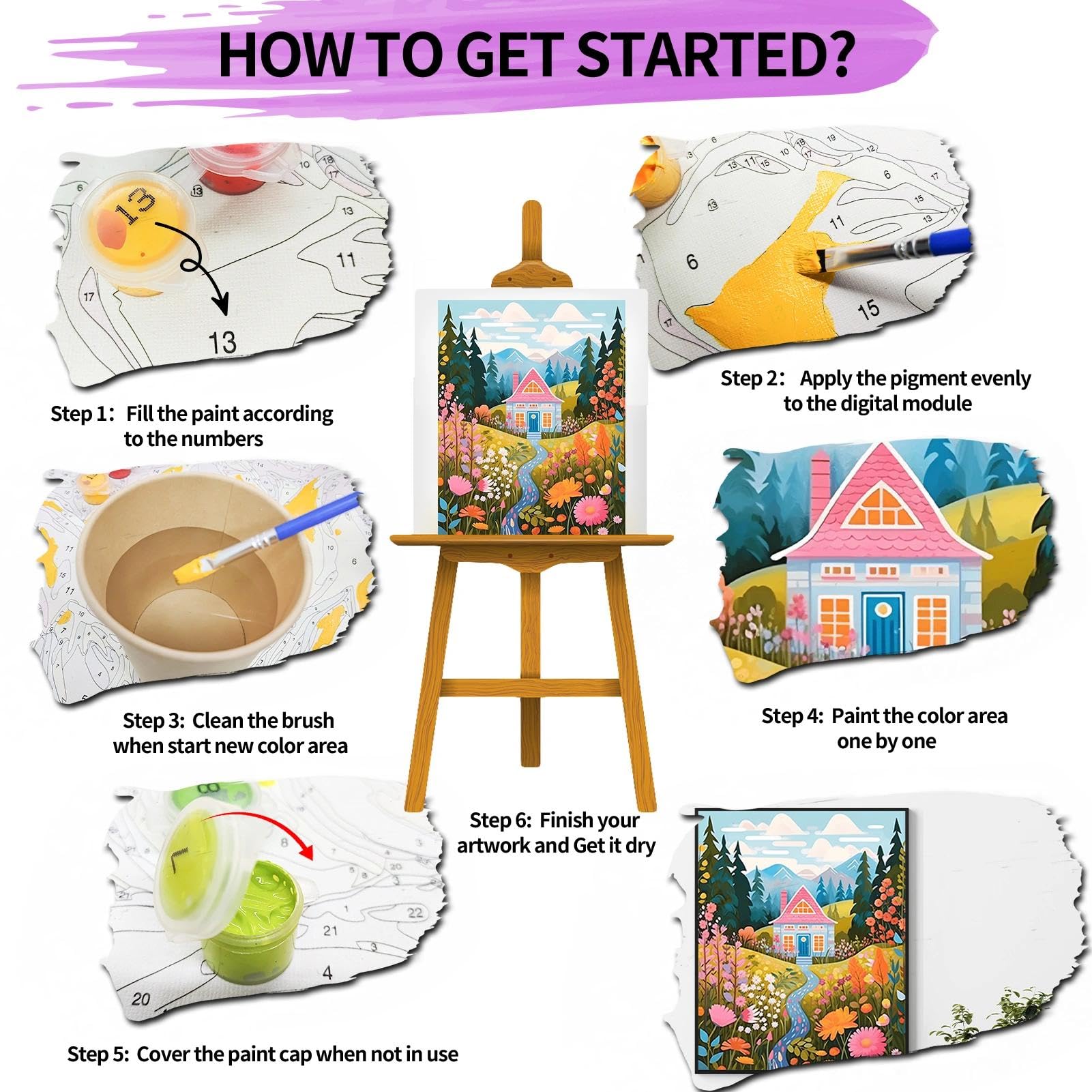 YALKIN Paint by Numbers Kits for Adults Painting by Number Kits On Canvas,Without Frame DIY Color Oil Painting Acrylic Paints,Home Wall Decor 16x20in/40x50cm - Image 6