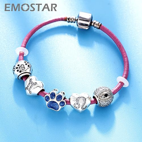 Miniatura 7 de Juego de dijes de animales para pulsera Pandora para mujer, dijes con estampado de patas de perro y gato y tortugas madre e hijo, juego de joyería