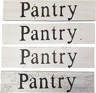 Pantry Sign - Rustic Farmhouse Decor Sign- 100% Reclaimed Wood - Weathered barn Wood Fixer Upper Style (Pantry, Whitewash/Black)