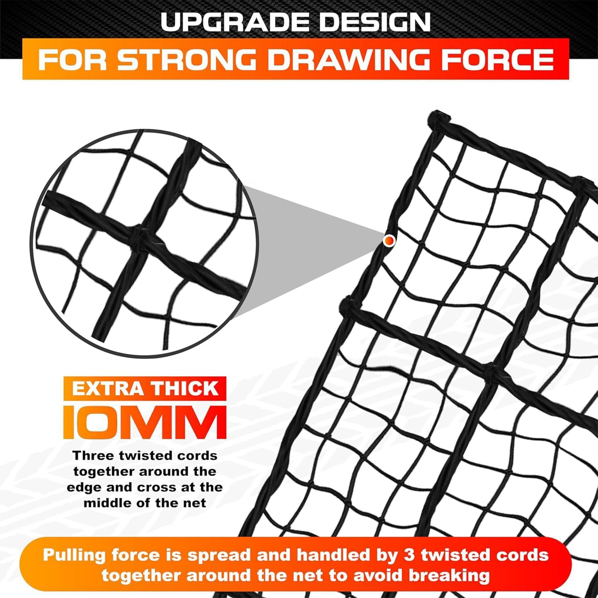 [Premium] 1,5 x 7 'Heavy Duty Cargo Net si estende fino a 3,5 m x 35,5 m, extra spessa 10 mm corda elastica cargo rete per pick-up camion letto, rete portapacchi e 12 moschettoni in acciaio