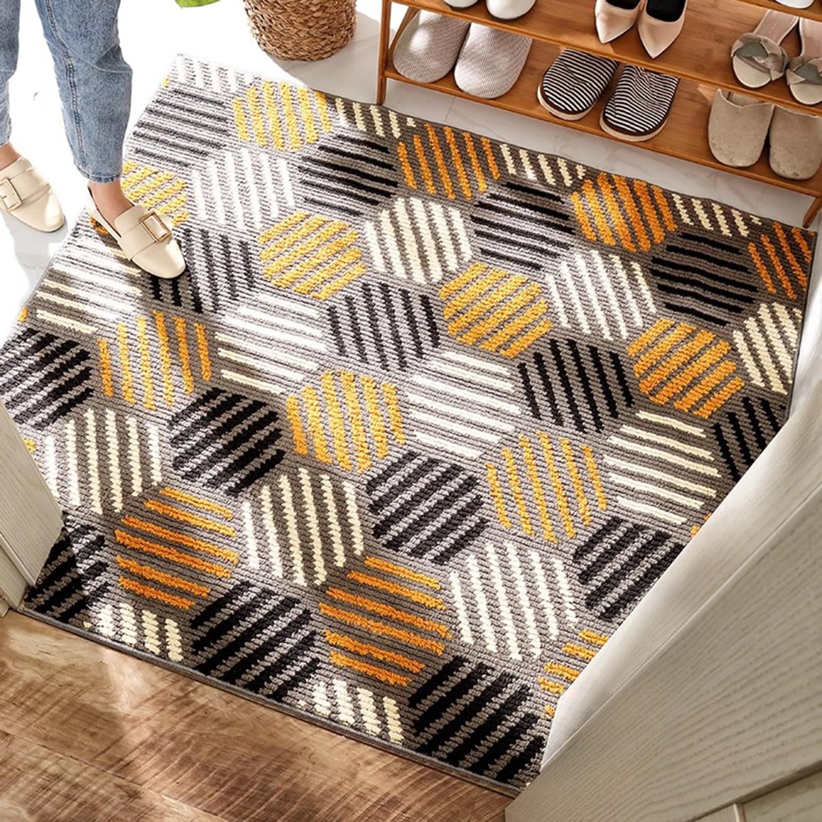 Tapis de porte anti-salissure intérieur lavable à dos antidérapant