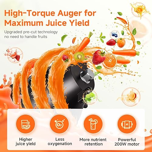 Vista 3 de Cold Press Juicer Machines with 5.4" Wide Feed Chute - Slow Masticating Juicer Extractor for Whole Fruits & Vegetables - Quiet Motor, Easy to Clean