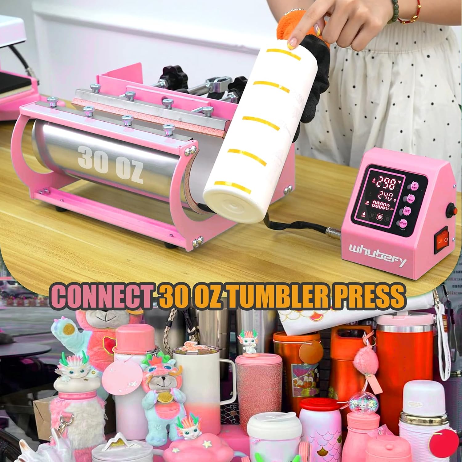 Connecting the 30oz tumbler press attachment