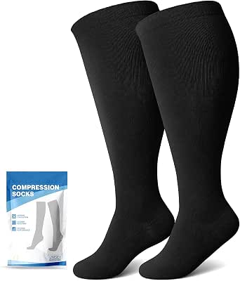 Plus Size Compression Socks: Wide Calf for Women and Men 20-30 mmHg
