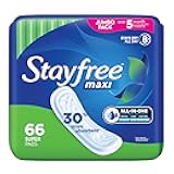 Stayfree Maxi Pads for Women, Super - 66 Count