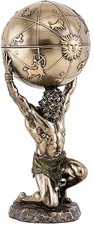 Top Collection Greek God Atlas Statue with Globe Container- Roman God of Heaven and Astronomy Sculpture in Premium Cold Cast Bronze- 12.25-Inch Office Desktop Figurine with Hidden Compartment - coolthings.us